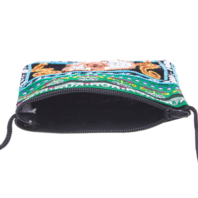Embellished cotton-blend sling, 'Elephant Shimmer' - Artisan Crafted Multicoloured Sling
