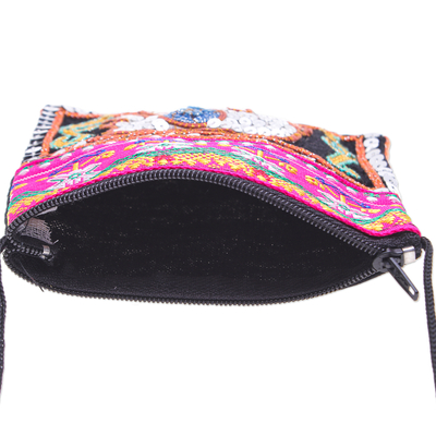 Embellished cotton-blend sling, 'Elephant Glam' - Handcrafted Small Shoulder Bag