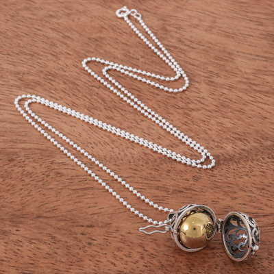 Collar de medallón de plata esterlina - Collar con medallón de plata de ley y latón hecho a mano
