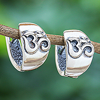 Sterling silver drop earrings, 'Universal Om' - Handcrafted Sterling Silver Drop Earrings with Om Motif
