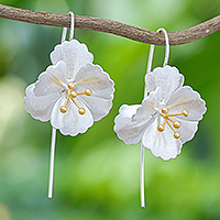 Gold-accented drop earrings, 'Ever-Blooming' - Thai Gold-Accented Sterling Silver Drop Earrings