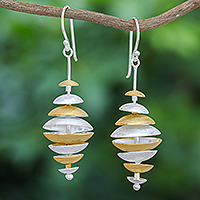 Gold-accented dangle earrings, 'Romantic Drama' - Gold-Accented Sterling Silver Dangle Earrings from Thailand