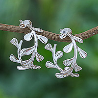 Sterling silver half-hoop earrings, 'Silver Olives' - Sterling Silver Half-Hoop Olive Earrings Crafted in Thailand