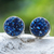 Druzy quartz stud earrings, 'Blue Depth' - Blue Druzy Quartz Stud Earrings Crafted from Sterling Silver (image 2) thumbail