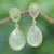 Gold-plated prehnite dangle earrings, 'Golden Drop Dreams' - 18k Gold-Plated Dangle Earrings with Natural Prehnite Stones (image 2) thumbail
