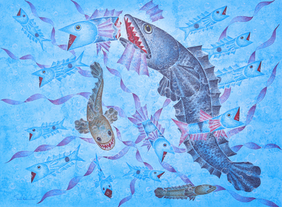 Original Acrylic Fish-Themed Painting
