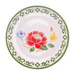 Ceramic dinner plate, 'Poppy Garden in Green' - Handcrafted Ceramic Plate from Thailand