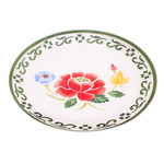 Ceramic dinner plate, 'Poppy Garden in Green' - Handcrafted Ceramic Plate from Thailand