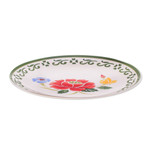 Ceramic dinner plate, 'Poppy Garden in Green' - Handcrafted Ceramic Plate from Thailand