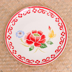 Ceramic dinner plate, 'Poppy Garden in Red' - Food-Safe Floral Ceramic Plate