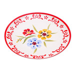 Ceramic luncheon plate, 'Primrose Path in Red' - Handcrafted Ceramic Luncheon Plate