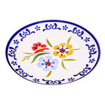 Ceramic luncheon plate, 'Primrose Path in Blue' - Artisan Crafted Floral Ceramic Plate