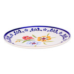 Ceramic luncheon plate, 'Primrose Path in Blue' - Artisan Crafted Floral Ceramic Plate