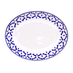 Ceramic plate, 'Blue Pineapple' - Oval Ceramic Plate from Thailand