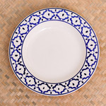 Ceramic luncheon plate, 'Blue Pineapple' - Handcrafted Blue and White Luncheon Plate