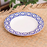 Ceramic luncheon plate, 'Blue Pineapple' - Handcrafted Blue and White Luncheon Plate