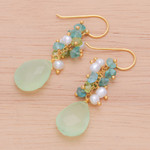 Gold-plated multi-gemstone dangle earrings, 'Paradise Blooming' - 18k Gold-Plated Multi-Gemstone Dangle Earrings from Thailand