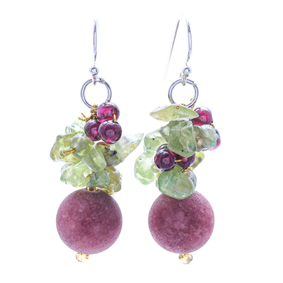Colorful Multi-Gemstone Cluster Dangle Earrings