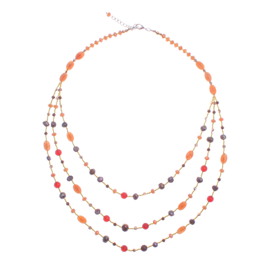 Colorful Multi-Gemstone Beaded Strand Necklace from Thailand