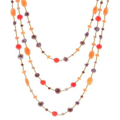 Collar de hilo con múltiples piedras preciosas - Colorido collar de hilo con múltiples piedras preciosas de Tailandia