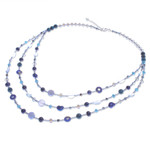 Multi-gemstone beaded strand necklace, 'Dreamy Blue' - Blue Multi-Gemstone Beaded Strand Necklace from Thailand