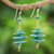 Gold-accented dangle earrings, 'Mystic Discs' - Reconstituted Turquoise Dangle Earrings with 14k Gold Accent (image 2) thumbail