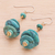 Gold-accented dangle earrings, 'Mystic Discs' - Reconstituted Turquoise Dangle Earrings with 14k Gold Accent (image 2b) thumbail