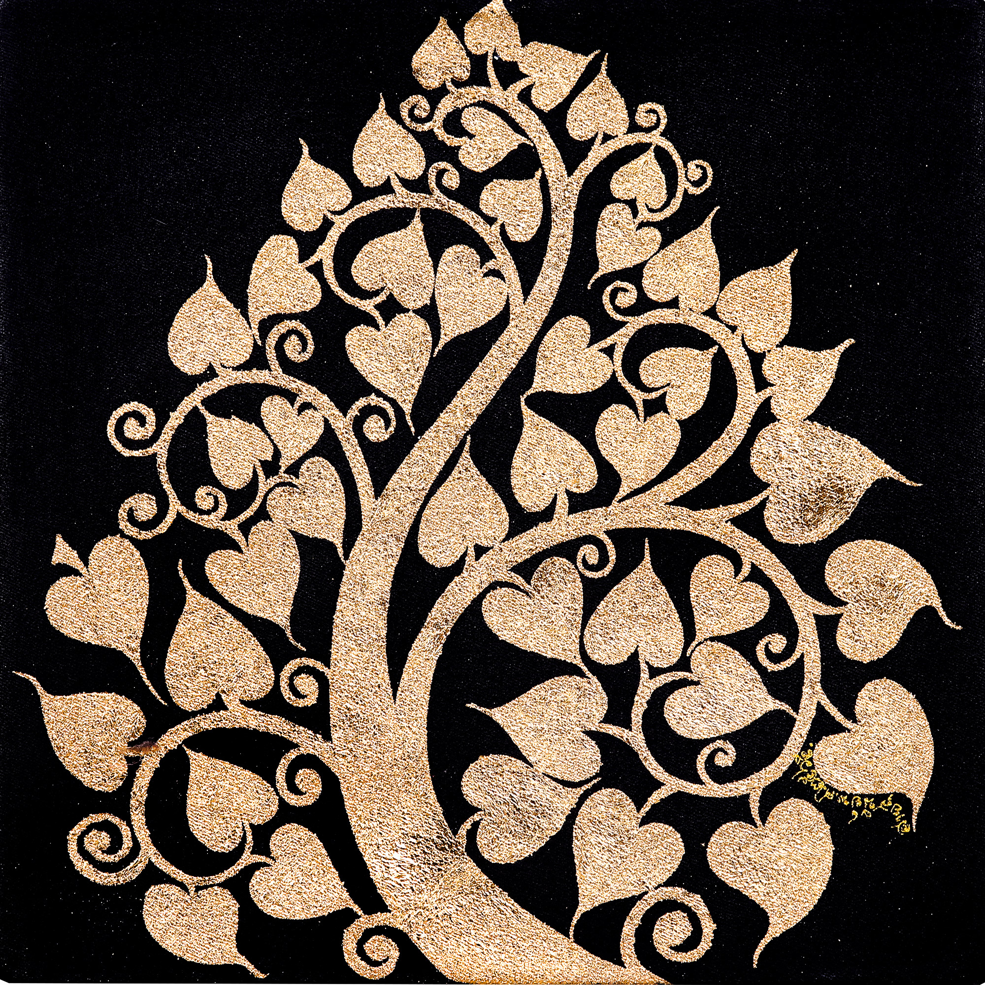 Beautiful Bodhi Tree Gold Leaf Artwork