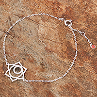Cubic zirconia pendant bracelet, 'Sacral Chakra Spin' - Handcrafted Cubic Zirconia Pendant Bracelet