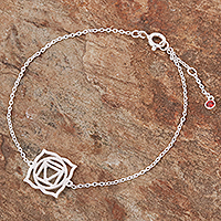 Cubic zirconia pendant bracelet, 'Root Chakra Spin' - Artisan Crafted Cubic Zirconia Pendant Bracelet