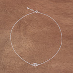 Cubic zirconia pendant necklace, 'Purple Third Eye' - Sterling Silver Pendant Necklace with Purple Cubic Zirconia