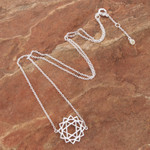 Cubic zirconia pendant necklace, 'Green Heart Chakra' - Sterling Silver Pendant Necklace with Green Cubic Zirconia