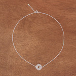 Cubic zirconia pendant necklace, 'Green Heart Chakra' - Sterling Silver Pendant Necklace with Green Cubic Zirconia