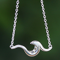 Sterling silver pendant necklace, 'Cool Wave' - Handcrafted Sterling Silver Pendant Necklace from Thailand