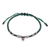 Silver pendant macrame bracelet, 'Petite Flower in Green' - Thai Silver Pendant Beaded Macrame Bracelet in Green thumbail