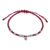 Silver pendant macrame bracelet, 'Petite Flower in Red' - Thai Silver Pendant Beaded Macrame Bracelet in Red thumbail