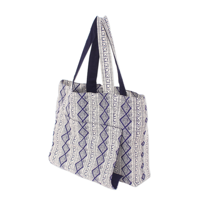 Midnight Cotton Yoga Mat Bag with Geometric Pattern - Midnight Peace