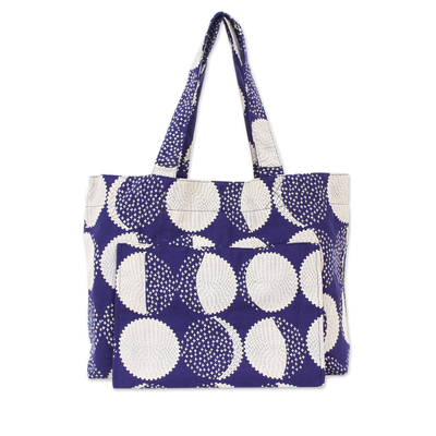 Midnight Cotton Yoga Mat Bag with Geometric Pattern - Midnight