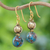 Gold-accented jasper and hematite dangle earrings, 'Golden Planet' - Jasper and Hematite Dangle Earrings with Gold Accented Hooks