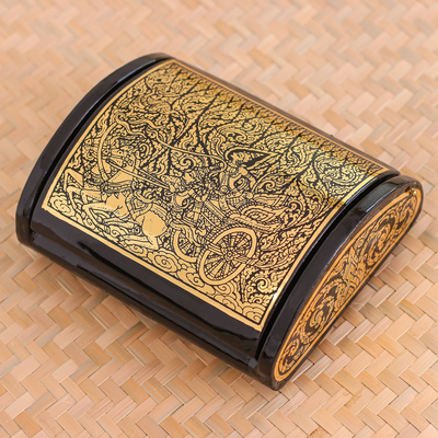 Schmuckschatulle aus lackiertem Holz - Lackierte Schmuckschatulle aus Holz mit Hindu-Thema