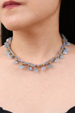 Aquamarine beaded necklace, 'Wonderful Light Blue' - Aquamarine Beaded Necklace with 14k Gold Accents