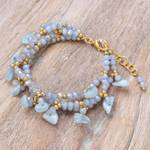 Aquamarine beaded bracelet, 'Wonderful Light Blue' - Aquamarine Beaded Bracelet with 14k Gold Accents