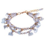 Aquamarine beaded bracelet, 'Wonderful Light Blue' - Aquamarine Beaded Bracelet with 14k Gold Accents