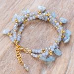 Aquamarine beaded bracelet, 'Wonderful Light Blue' - Aquamarine Beaded Bracelet with 14k Gold Accents