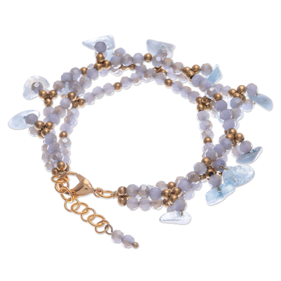 Aquamarine beaded bracelet, 'Wonderful Light Blue' - Aquamarine Beaded Bracelet with 14k Gold Accents