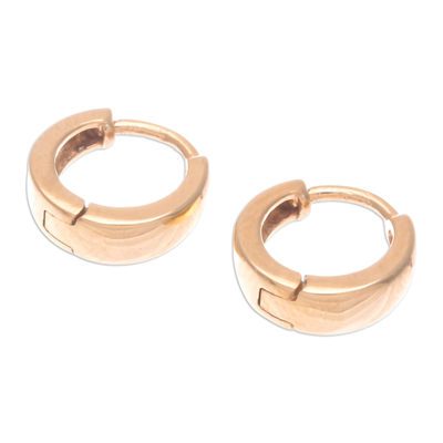 Gold hoop earrings, 'Loops of Wealth' - Thai 14k Gold Sturdy Hoop Earrings