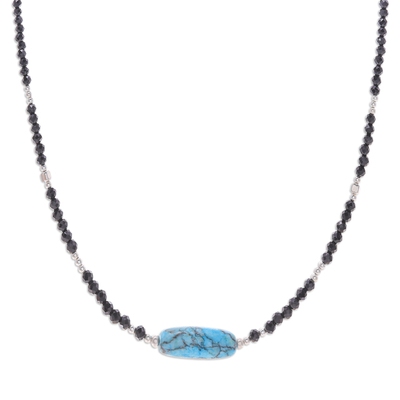 Jasper pendant necklace, 'Coolest Night' - Jasper Beaded Fashion Pendant Necklace from Thailand