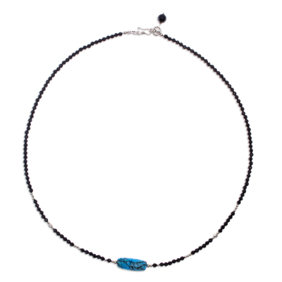 Jasper pendant necklace, 'Coolest Night' - Jasper Beaded Fashion Pendant Necklace from Thailand