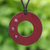 Amethyst pendant necklace, 'Red Lucky Ring' - Thai Amethyst and Red Leather Pendant Necklace (image 2b) thumbail