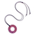 Amethyst pendant necklace, 'Red Lucky Ring' - Thai Amethyst and Red Leather Pendant Necklace (image 2c) thumbail